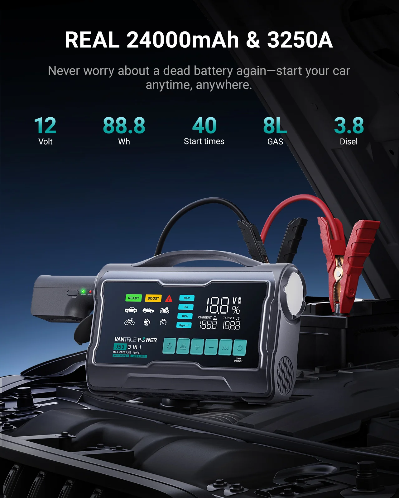 JS3&JS2 All-in-One Jump Starter & Air Compressor - Image 2