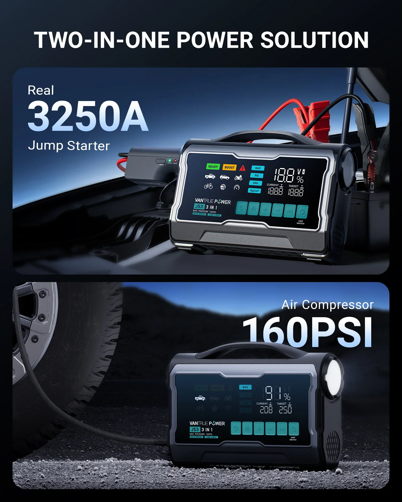 JS3&JS2 All-in-One Jump Starter & Air Compressor - Image 7